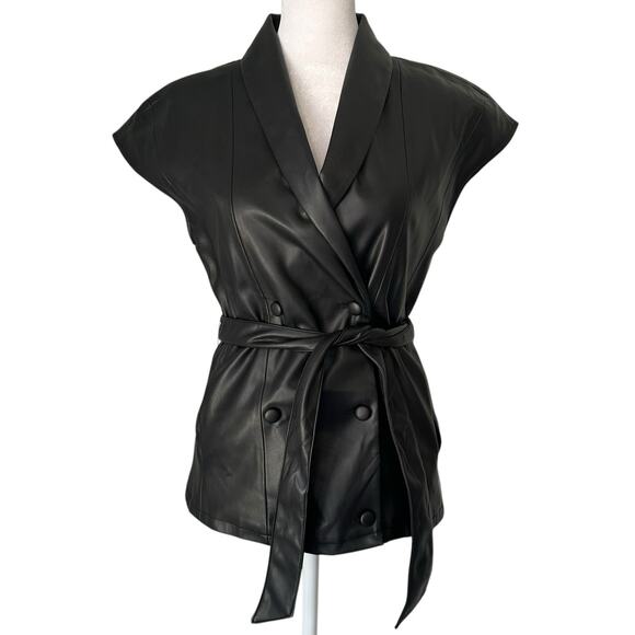 Jason Wu black faux leather button up vest size XS - Picture 1 of 10